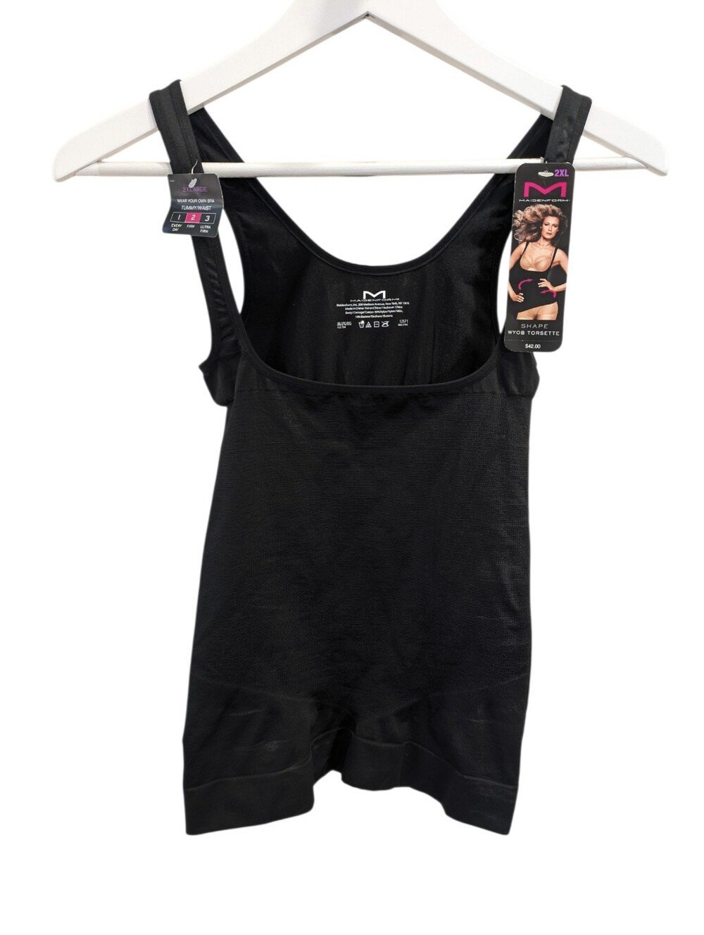 NEW Maidenform Shape WYOB Torsette 2XL Black Firm Open Bust Shaping Shapewear